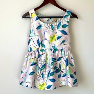 ANTHROPOLOGIE Leifsdottir Beautiful Structured Sleeveless Parrot Blouse